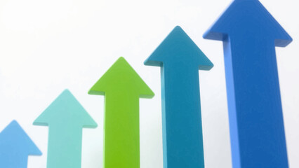 Upward trend shown by colorful arrows symbolizing growth and progress