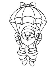 Santa Skydiving Christmas Coloring Page
