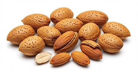 輝くアーモンド 自然光で撮影 健康的なナッツ 高解像度写真. AI Generated