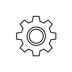 Simple gear line icon for settings and options, isolated on a white background. Vector illustration representing mechanics, engineering, and technology
