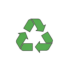A minimalist recycling symbol, in vector style with white isolated background.