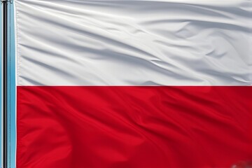 Obraz premium Celebrate Polish pride with this vibrant flag waving proudly against clear skies for patriotic projects