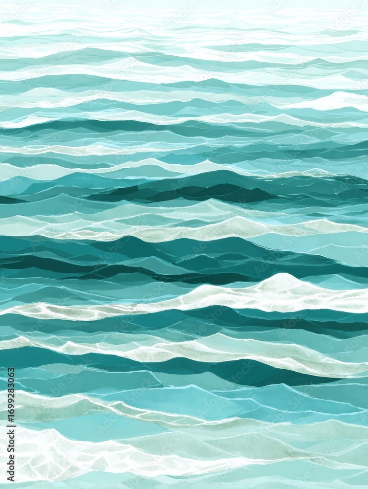 Poster colorful ocean waves create a serene atmosphere in a tranquil coastal setting during daylight hours
