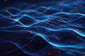 Dynamic network of blue light data streams flowing with modern technology and futuristic design