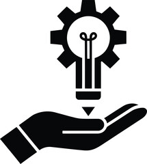 Hand holding a light bulb with gear for innovation and creativity