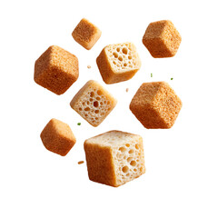 pieces of fried tofu puffs with porous, golden exterior