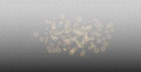 Glowing light effect with glitter on transparent background. Bokeh Lights. Vector starry cloud with dust. Christmas glowing light spark