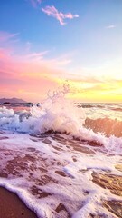 Fototapeta premium Colorful sunrise over ocean waves