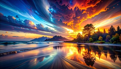 Colorful sunset over a beach