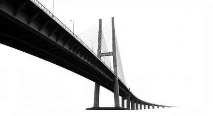 Pont suspendu majestueux architecture moderne noir et blanc lumi�re intense. AI Generated