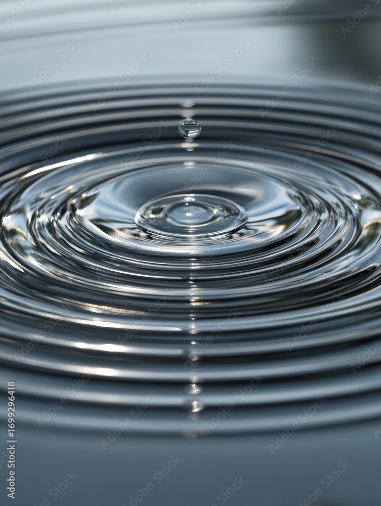 Poster ripples expand from a single drop of water creating mesmerizing patterns on the surface in natural l