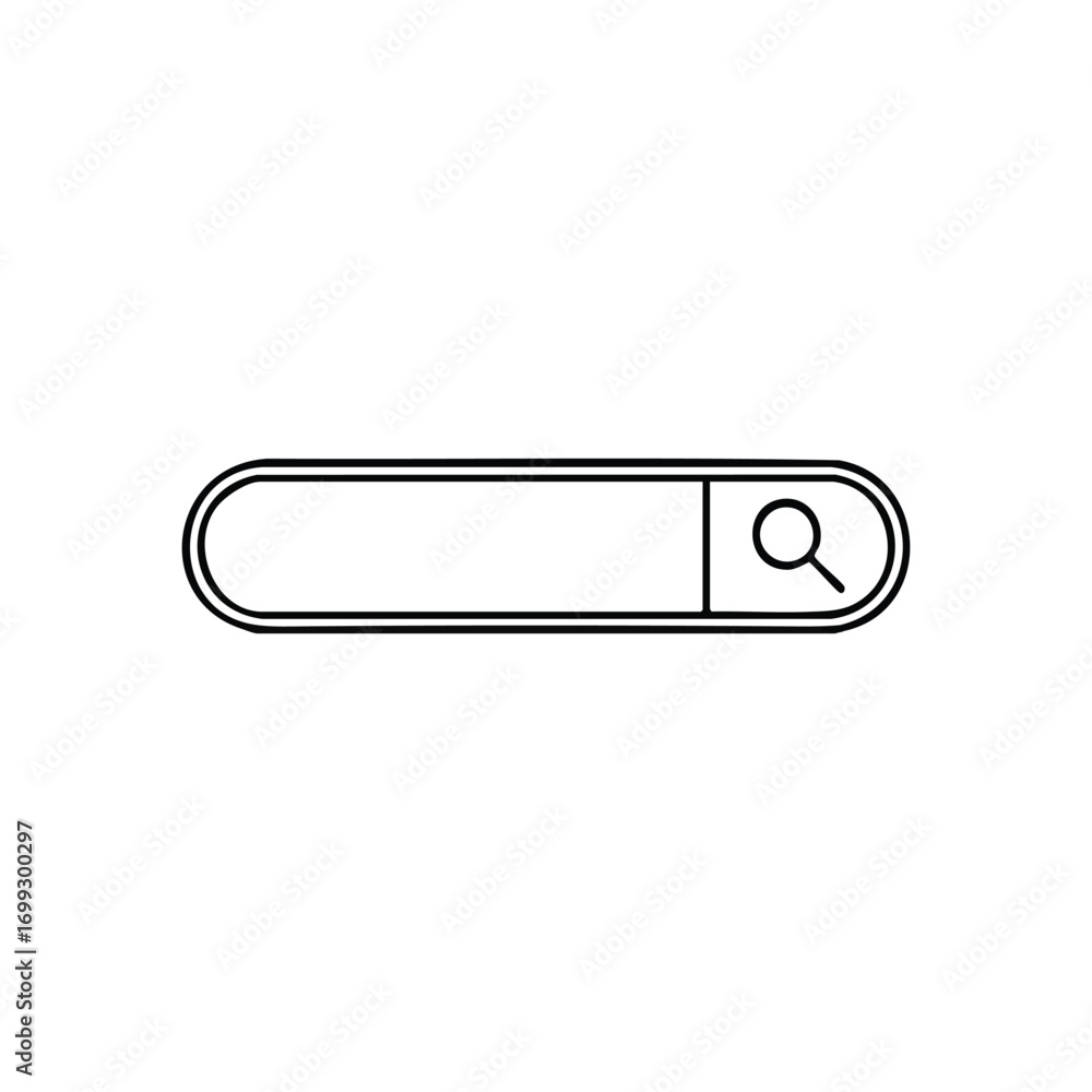 Poster minimalist search bar icon. a sleek white query input field and magnifier graphic on a dark backgrou