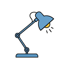 Adjustable Desk Lamp. A simple graphic of a versatile tabletop luminaire, its bright glow symbolizing focus, intellectual pursuit, and innovative ideas.