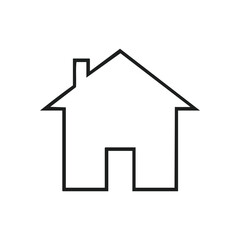 Clean White Home Building Icon. This crisp monochrome graphic features a simple dwelling outline. It embodies notions of shelter, property, and digital navigation, offering a sense of stability.