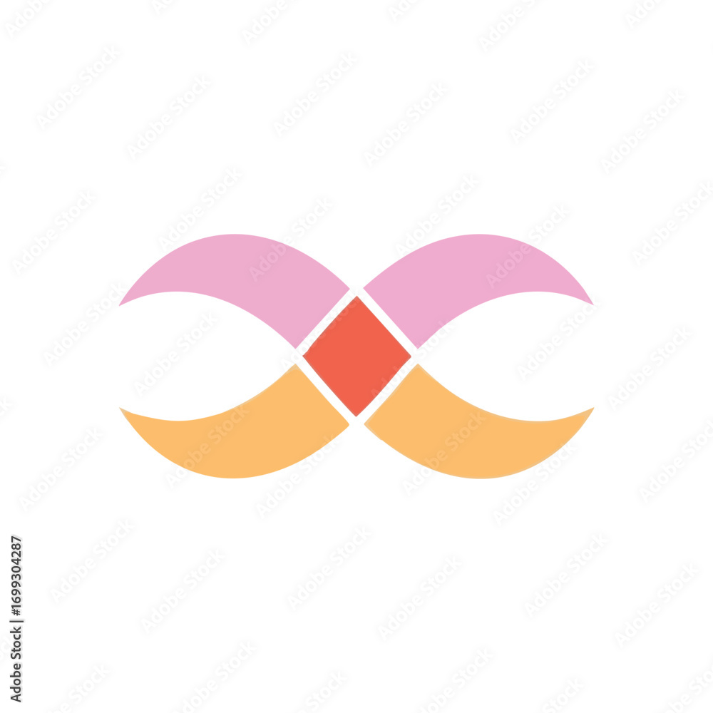 Poster geometric flow abstract design. dynamic visual art showcases vibrant pink, orange, and red forms on 