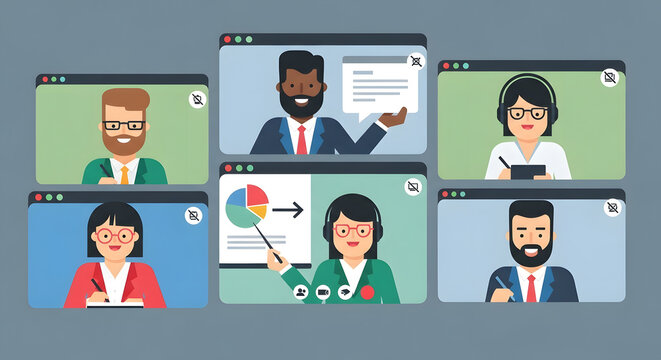 Remote virtual conference teamwork online learning video call work from home