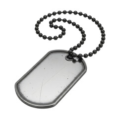 Fototapeta premium Metal dog tag with ball chain on transparent background