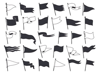A Comprehensive Collection of Various Flag Styles and Designs Demonstrating Diverse Shapes and Forms for Graphic Design and Illustration Purposes	