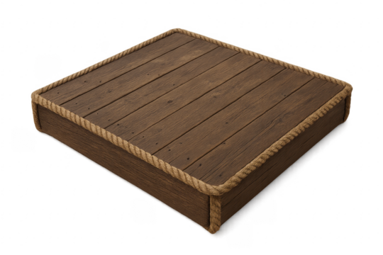 Empty wooden podium with rope frame on transparent background - Powered by Adobe