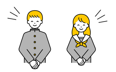 シンプルな学生の男女_挨拶