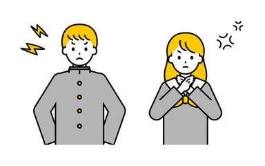 シンプルな学生の男女_怒る