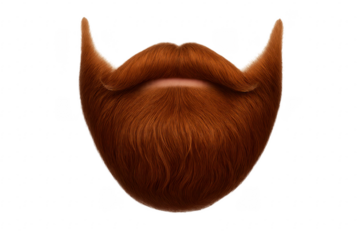 Realistic Red Beard and Mustache Isolated on Transparent Background
