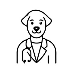 Veterinarian line art for web and graphic design on white background