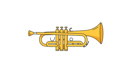 Fototapeta premium A realistic vector illustration of a golden trumpet with detailed valves and reflections, centered on a clean white background 