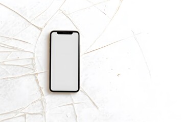 Modern smartphone with a blank light grey screen notch and thin metallic gold frame top-down view.