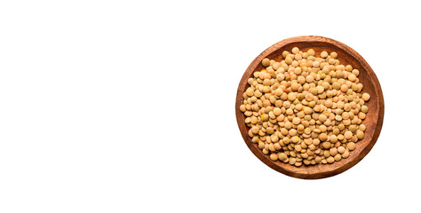 Brown lentils in a bowl - Lens culinaris organic.