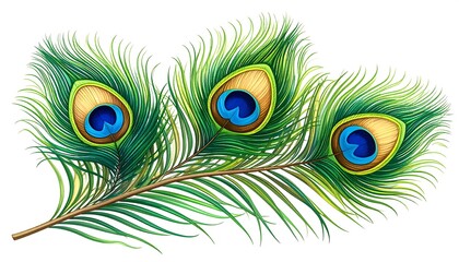 Obraz premium Three peacock feathers in vibrant colors