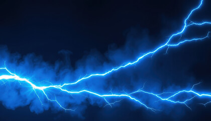 Fototapeta premium Electric blue lightning strikes with smoky effects