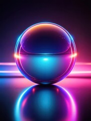 Glass sphere glowing under neon lights