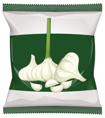 Garlic Flavored Snack Chips Packaging Vector Illustration