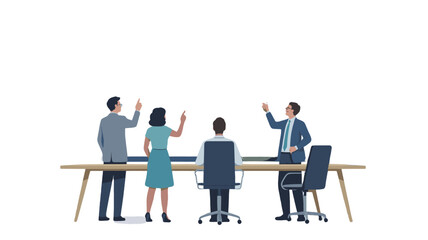 Business Meeting Illustration with people around a table.