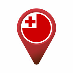 Fototapeta premium Tonga flag inside a red map pin flat illustration