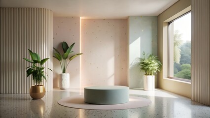 Minimalist interior with plants and sunlight