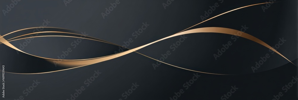 Poster elegant design featuring flowing lines in gold on a dark background captures a modern aesthetic idea