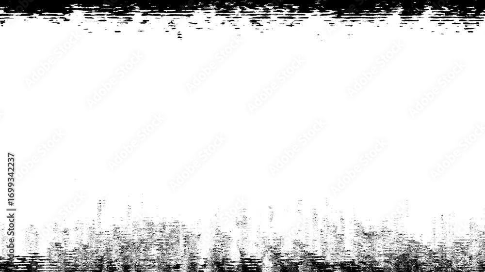 Poster black distorted texture with glitches and flickering on white background