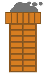 Simple cartoon of a brick chimney with smoke