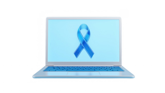 Prostate cancer support via digital media, created with AI, PNG