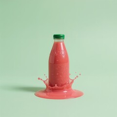 Fresh Juice Splash on Mint Green Background