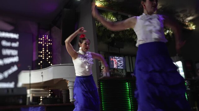 A Spanish flamenco dancers in the cafe