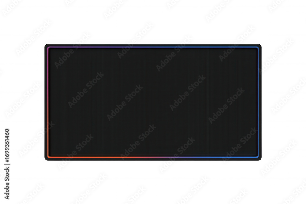 Poster vibrant neon frame illuminating a dark rectangular backdrop with transparent background, perfect for