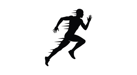 a silhouette figure running with dynamic energy and motion