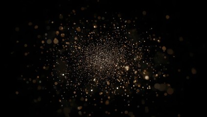 Abstract Golden Glitter Burst on Black Background - Elegant Sparkle Effect