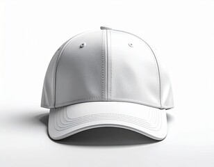 Fototapeta premium Front view of a clean white baseball cap mockup isolated on a plain background, perfect for custom design and branding presentations