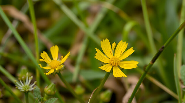 Autumn Hawkbit (Scorzoneroides autumnalis). Flowering Capitulum Closeup