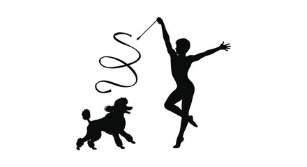 a graceful dancer performing with her loyal poodle companion