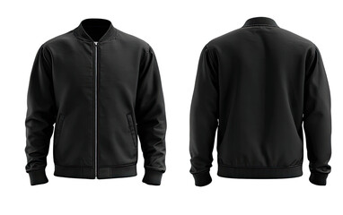 Black bomber jacket, front and back views (1)